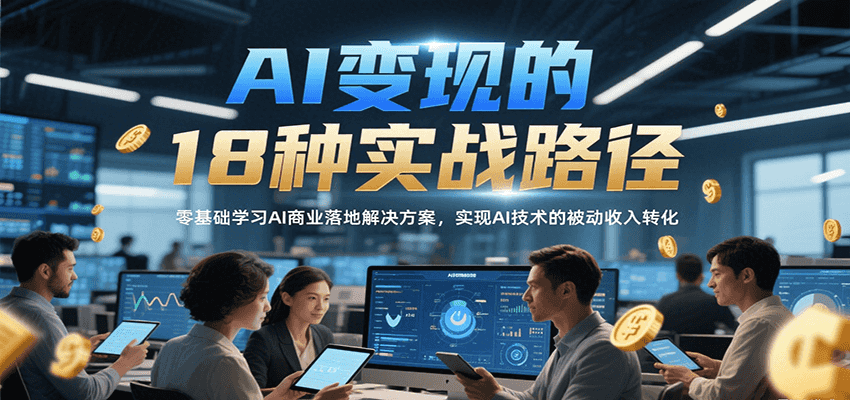 AI变现的18种实战路径，零基础学习AI商业落地解决方案，实现AI技术的被动收入转化-HEIXMI（中国站）