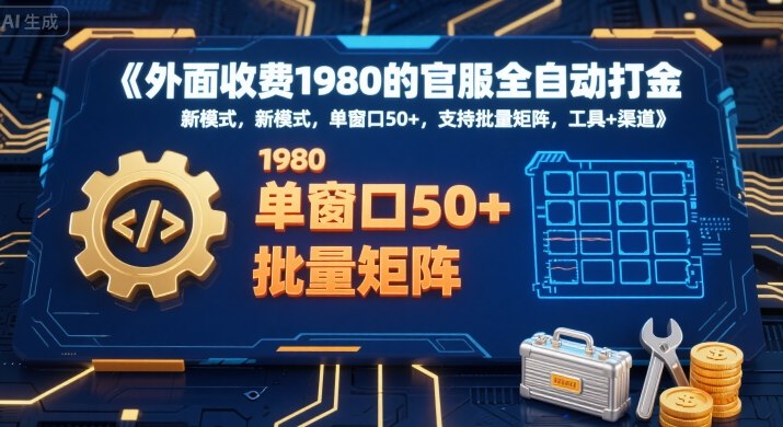外面收费1980的官服全自动打金，新模式，单窗口50+，支持批量矩阵，工具+渠道【揭秘】-HEIXMI（中国站）
