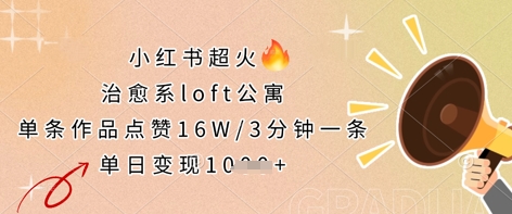 小红书超火的治愈系loft公寓，单条作品点赞16W，3分钟一条，单日变现数张-HEIXMI（中国站）