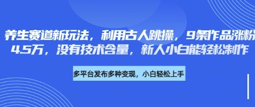 养生赛道新玩法，利用古人跳操，9条作品涨粉4.5W，没有技术含量，新人小白能轻松制作-HEIXMI（中国站）
