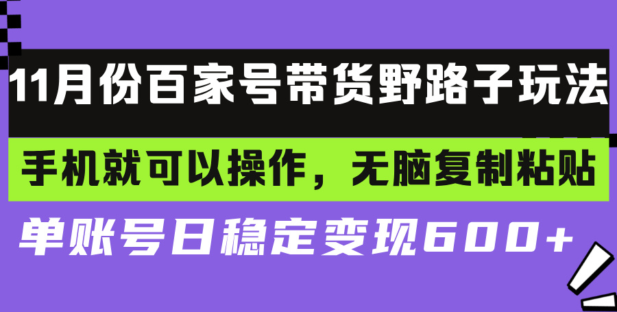 百家号带货野路子玩法 手机就可以操作，无脑复制粘贴 单账号日稳定变现…-HEIXMI（中国站）