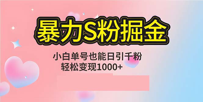 单人单机日引千粉，变现1000+，S粉流量掘金计划攻略-HEIXMI（中国站）