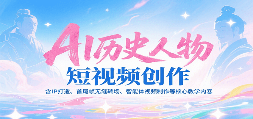 AI历史人物短视频创作，含IP打造、首尾帧无缝转场、智能体视频制作等核心教学内容-HEIXMI（中国站）