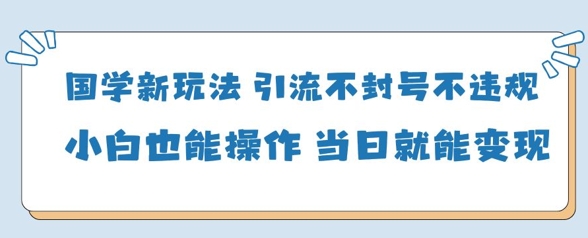 国学新玩法，引流不封号不违规小白也能操作，当日就能变现-HEIXMI（中国站）