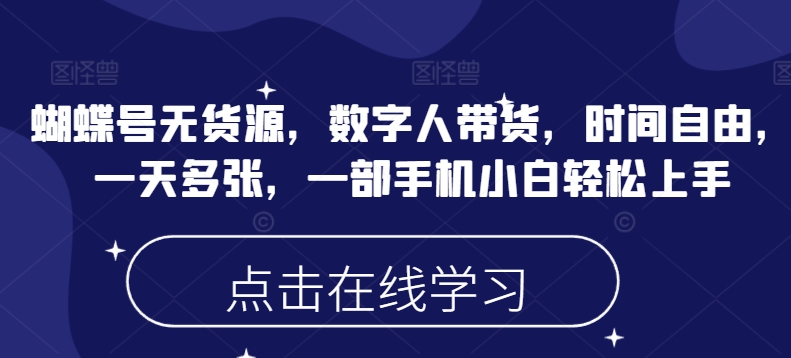 蝴蝶号无货源，数字人带货，时间自由，一天多张，一部手机小白轻松上手-HEIXMI（中国站）