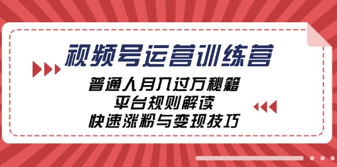 视频号运营训练营：普通人月入过万秘籍，平台规则解读，快速涨粉与变现-HEIXMI（中国站）