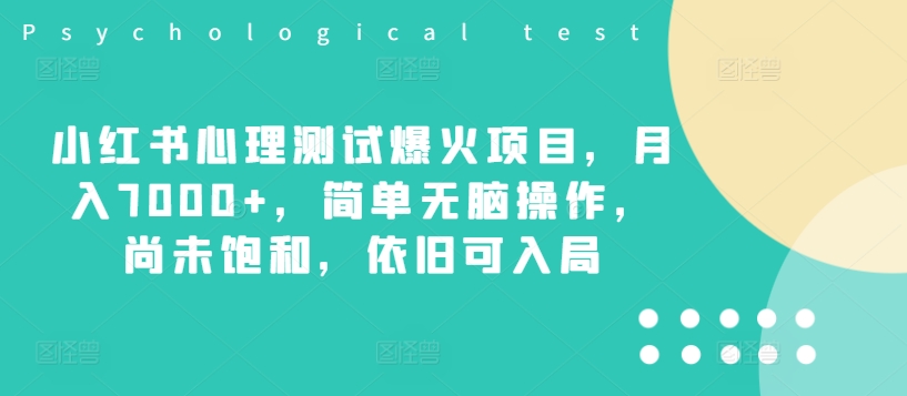 小红书心理测试爆火项目，月入7000+，简单无脑操作，尚未饱和，依旧可入局-HEIXMI（中国站）
