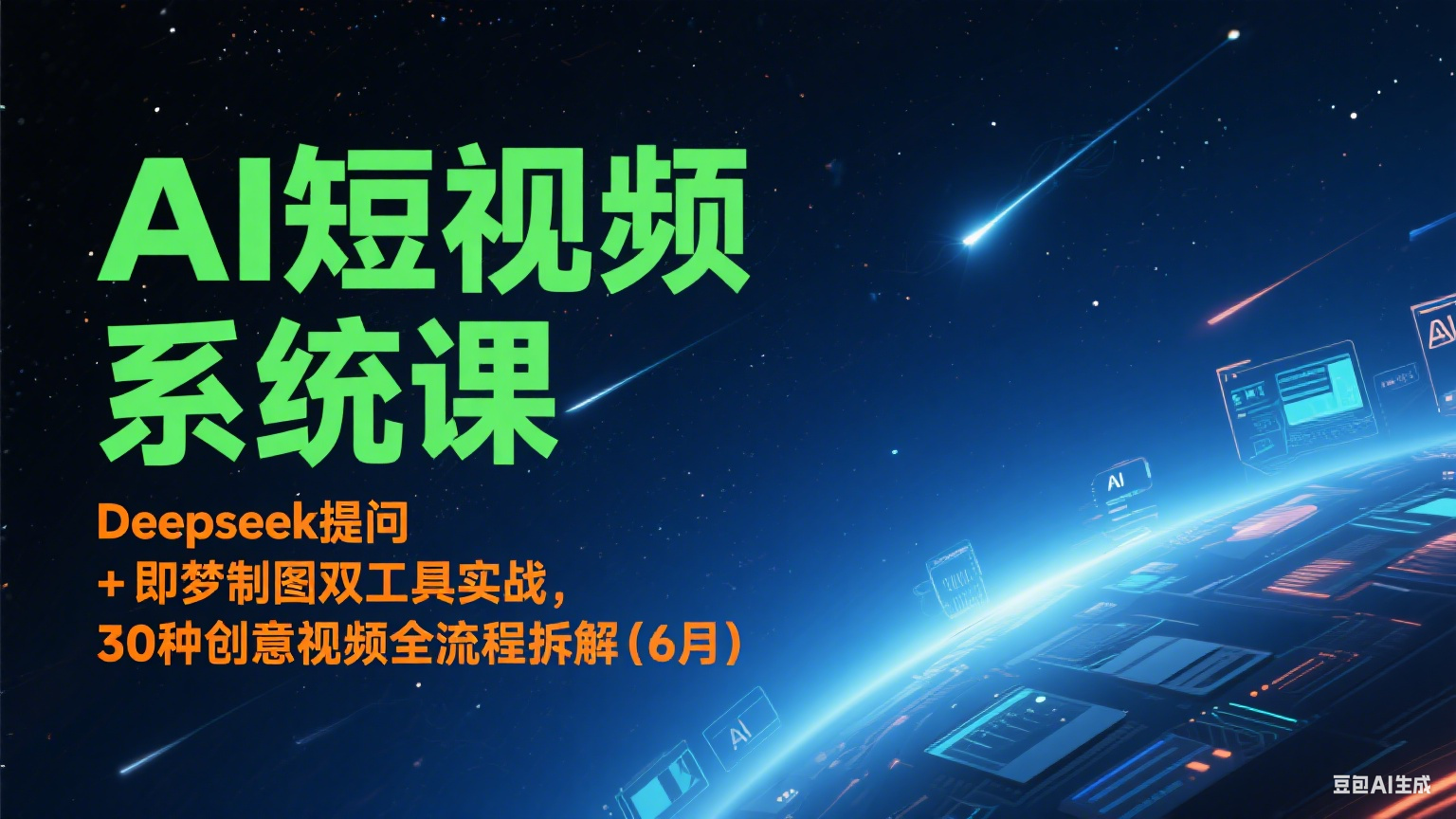 AI短视频系统课：Deepseek提问 + 即梦制图双工具实战，30种创意视频全流程拆解(6月)-HEIXMI（中国站）