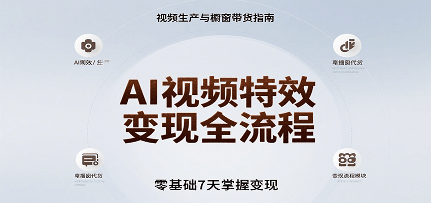 AI视频特效变现全流程，零基础7天掌握视频生产到橱窗带货变现-HEIXMI（中国站）