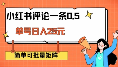 小红书评论一条0.5元 单账号一天可得25元 可矩阵操作 简单无脑靠谱【揭秘】-HEIXMI（中国站）