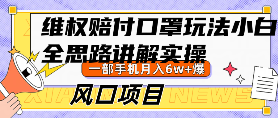 维权赔付口罩玩法，小白也能月入6w+，风口项目实操-HEIXMI（中国站）