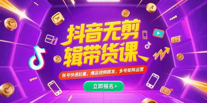 抖音不剪辑带货课，账号快速起量，爆品视频跟发，多号矩阵运营-HEIXMI（中国站）