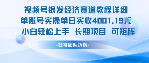 视频号银发经济赛道单账号实操单日实收1k+，小白轻松上手长期项目-HEIXMI（中国站）