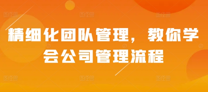 精细化团队管理，教你学会公司管理流程-HEIXMI（中国站）
