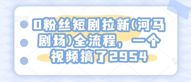 0粉丝短剧拉新(河马剧场)全流程，一个视频搞了2954-HEIXMI（中国站）