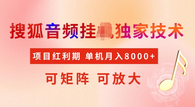 首发搜狐音频挂JI，项目红利期，可矩阵可放大，稳定月入5k【揭秘】-HEIXMI（中国站）
