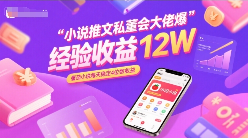 小说推文私董会大佬爆单经验分享收益12W，番茄小说每天稳定4位数收益-HEIXMI（中国站）