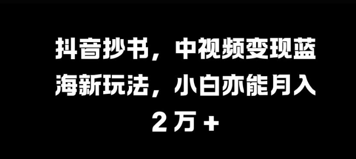 抖音抄书，中视频变现蓝海新玩法，小白亦能月入 过W【揭秘】-HEIXMI（中国站）