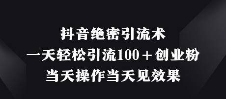 抖音绝密引流术，一天轻松引流100+创业粉，当天操作当天见效果-HEIXMI（中国站）