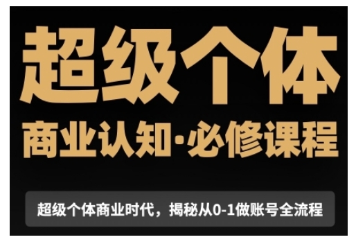 超级个体商业认知觉醒视频课，商业认知·必修课程揭秘从0-1账号全流程-HEIXMI（中国站）