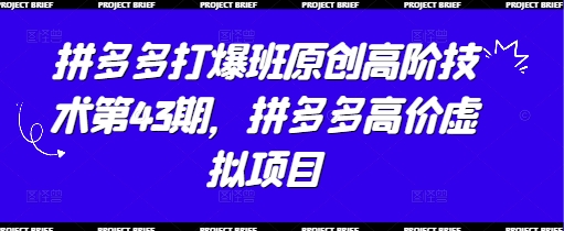 拼多多打爆班原创高阶技术第43期，拼多多高价虚拟项目-HEIXMI（中国站）