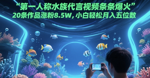 第一人称水族代言视频条条爆火，20条作品涨粉8.5W，小白轻松月入五位数 - HEIXMI（中国站）-HEIXMI（中国站）