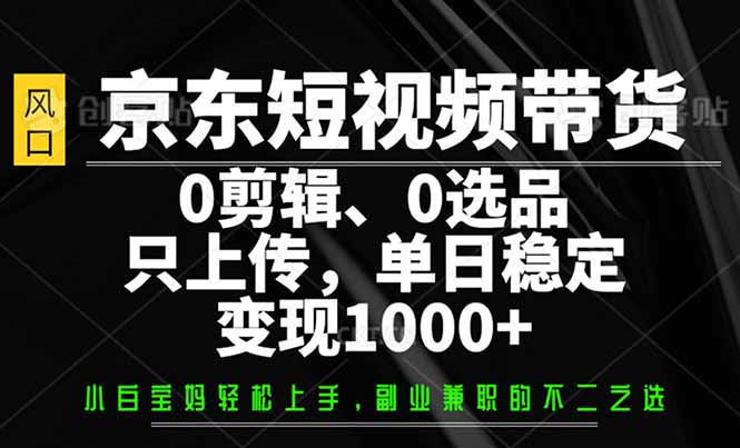京东短视频带货，0剪辑，0选品，只需上传素材，单日稳定变现1000+-HEIXMI（中国站）