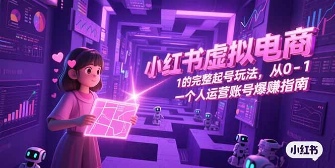 小红书虚拟电商，从0-1的完整起号玩法，一个人运营账号爆赚指南-HEIXMI（中国站）
