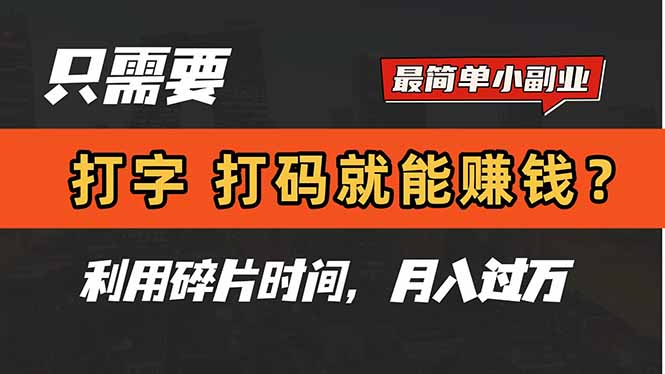 只需要打字，打码，就能赚钱？简单的赚钱小副业，利用碎片时间，月入过万-HEIXMI（中国站）