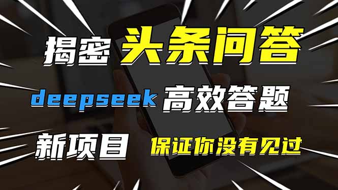 头条问答，刚出的新玩法！保证你没见过！用DeepSeek去高效答题，一个账…-HEIXMI（中国站）