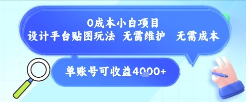 0成本小白项目，设计平台贴图玩法，无需维护，无需成本，单账号单月可产生收益4k+-HEIXMI（中国站）