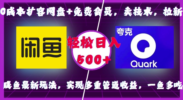 0成本扩容网盘+免费会员，卖技术，拉新，咸鱼最新玩法，实现多重管道收益，一鱼多吃，轻松日入500+-HEIXMI（中国站）