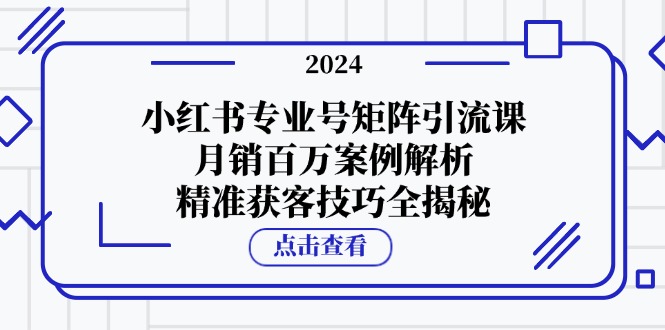 小红书专业号矩阵引流课，月销百万案例解析，精准获客技巧全揭秘-HEIXMI（中国站）