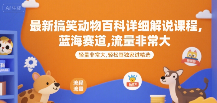 最新搞笑动物百科详细解说课程，蓝海赛道，流量非常大，轻松签独家进精选-HEIXMI（中国站）
