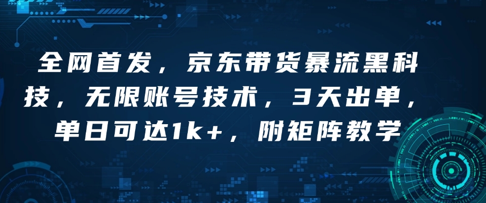 全网首发，京东带货暴流黑科技，无限账号技术，3天出单，单日可达1k+，附矩阵教学【揭秘】-HEIXMI（中国站）