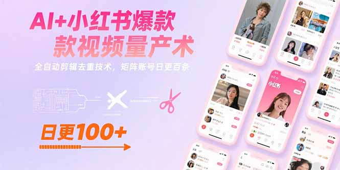 AI+小红书爆款视频量产术：全自动剪辑去重技术，矩阵账号日更百条-HEIXMI（中国站）