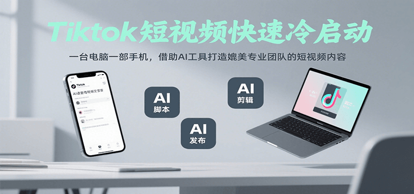 Tiktok短视频快速冷启动，一台电脑一部手机，借助AI工具打造媲美专业团队的短视频内容-HEIXMI（中国站）