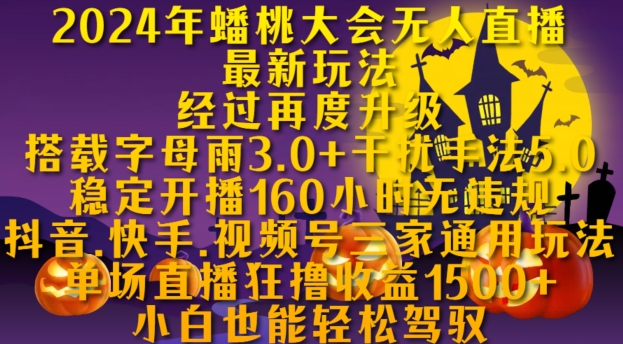 2024年蟠桃大会无人直播最新玩法，稳定开播160小时无违规，抖音、快手、视频号三家通用玩法【揭秘】-HEIXMI（中国站）