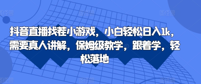 抖音直播找茬小游戏，小白轻松日入1k，需要真人讲解，保姆级教学，跟着学，轻松落地【揭秘】-HEIXMI（中国站）