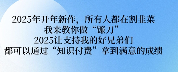 2025年开年新作，所有人都在割韭菜，我来教你做“镰刀” 2025让支持我的好兄弟们都可以通过“知识付费”拿到满意的成绩【揭秘】-HEIXMI（中国站）