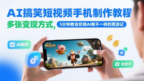 AI搞笑短视频手机制作教程，多张变现方式，5分钟教会你用AI做不一样的西游记-HEIXMI（中国站）