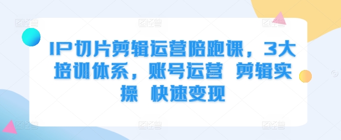 IP切片剪辑运营陪跑课，3大培训体系，账号运营 剪辑实操 快速变现-HEIXMI（中国站）