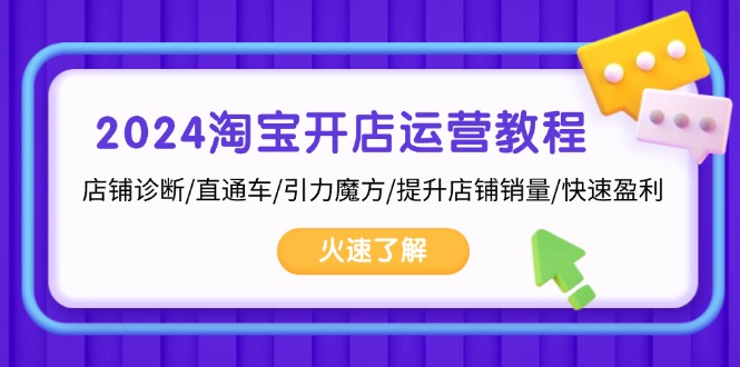 2024淘宝开店运营教程：店铺诊断/直通车/引力魔方/提升店铺销量/快速盈利-HEIXMI（中国站）