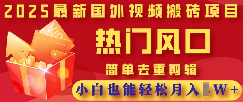 2025最新视频搬砖项目，热门风口，简单去重剪辑，小白也能轻松月入过W-HEIXMI（中国站）