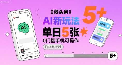 微头条AI新玩法，小白单日5张+，0门槛手机可操作【附工具指令】-HEIXMI（中国站）