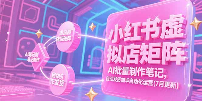 小红书虚拟店矩阵，AI批量制作笔记，自动发货加半自动化运营(7月更新-HEIXMI（中国站）