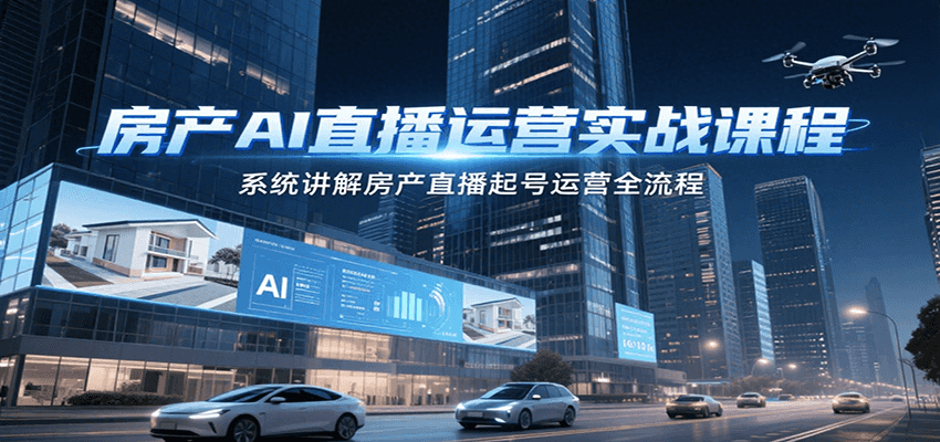 房产AI直播运营实战课程，系统讲解房产直播起号运营全流程-HEIXMI（中国站）