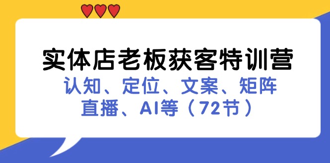 实体店老板获客特训营：认知、定位、文案、矩阵、直播、AI等(72节-HEIXMI（中国站）