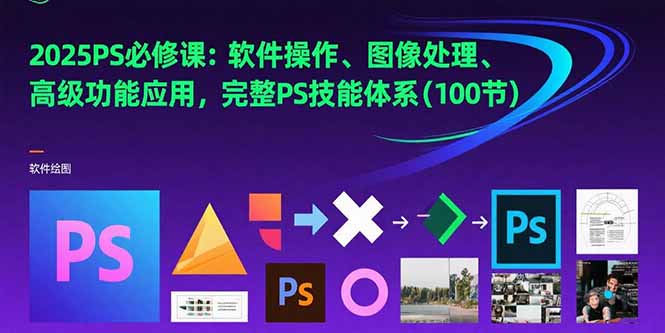 2025PS必修课：软件操作、图像处理、高级功能应用，完整PS技能体系(100节-HEIXMI（中国站）