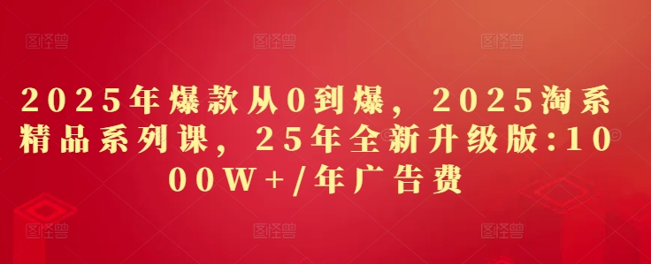 2025年爆款从0到爆，2025淘系精品系列课，25年全新升级版：1000W+1年广告费-HEIXMI（中国站）